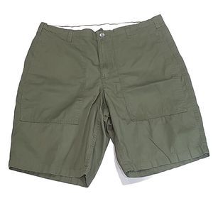Free Assembly Shorts Men's Size 36 Gray / Green Elastic Waist Patch Pockets EUC